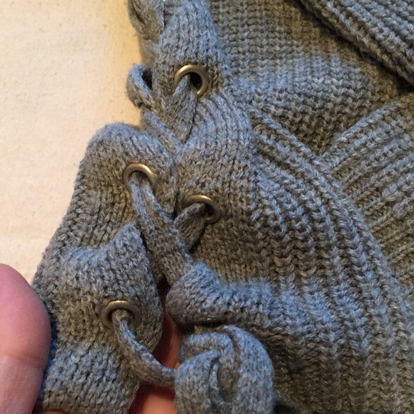 Cloud Chaser XS gray grey solid sweater with side ties -EUC - Picture 5 of 8